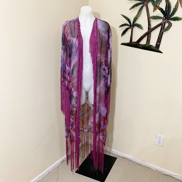 Coachella Festival UNIF Silk Fringe Kimono - Picture 2 of 9